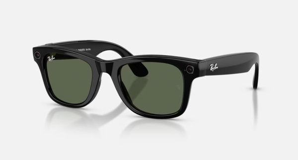 Ray-Ban Meta Wayfarer (Gen 2) lesklé čierne AI okuliare so zelenými šošovkami