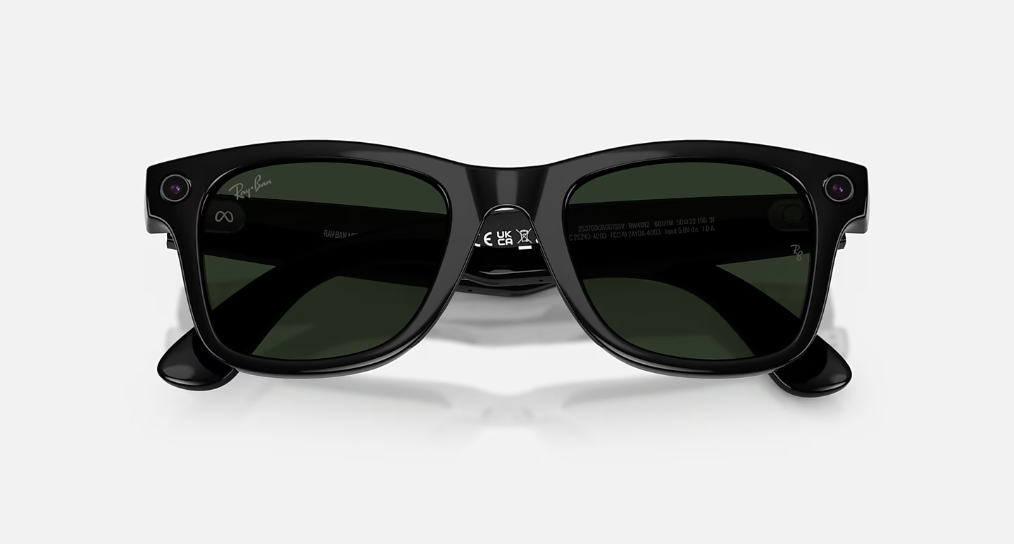Ray-Ban Meta Wayfarer (Gen 2) Shiny Black AI Glasses with Green Transitions® Lenses - Obrázok 5