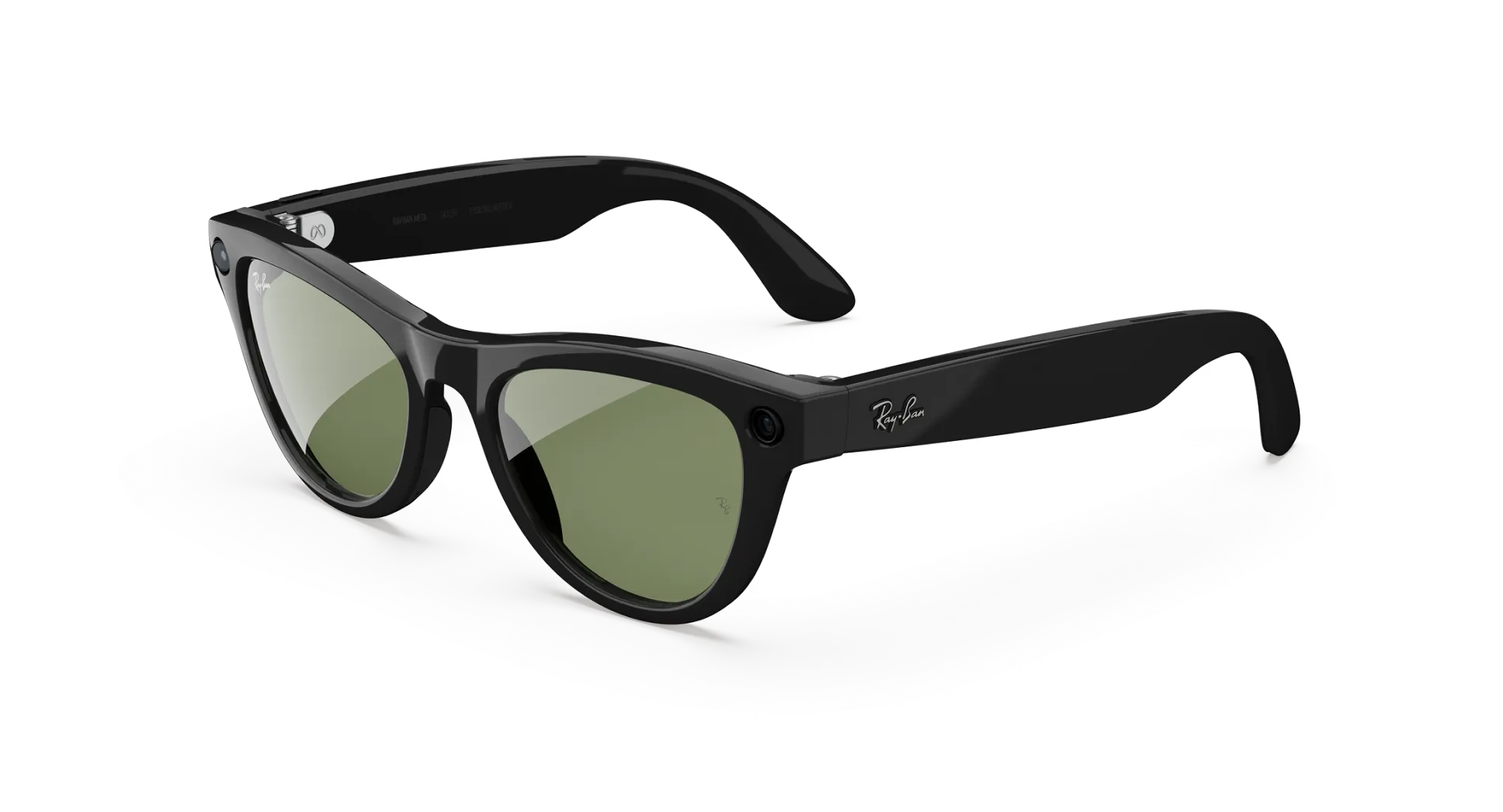Ray-Ban Meta Skyler (Gen 2) shiny black AI glasses with green lenses - Obrázok 1