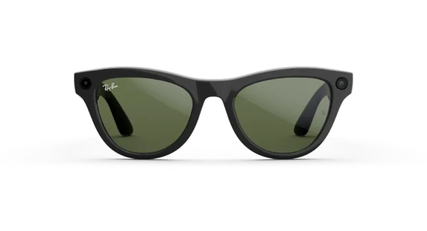 Ray-Ban Meta Skyler (Gen 2) shiny black AI glasses with green lenses - Obrázok 2
