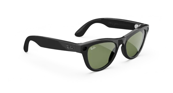 Ray-Ban Meta Skyler (Gen 2) shiny black AI glasses with green lenses - Obrázok 3